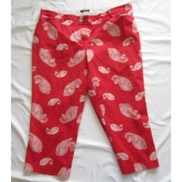 Women's Lands' End Straight Leg Paisley Print Capri Pants Sz 18W (WP308) - Picture 1 of 8